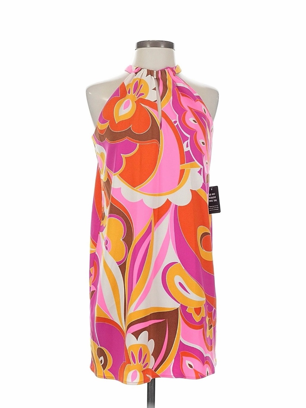 Express Pink & Orange Floral Halter Mini Dress
